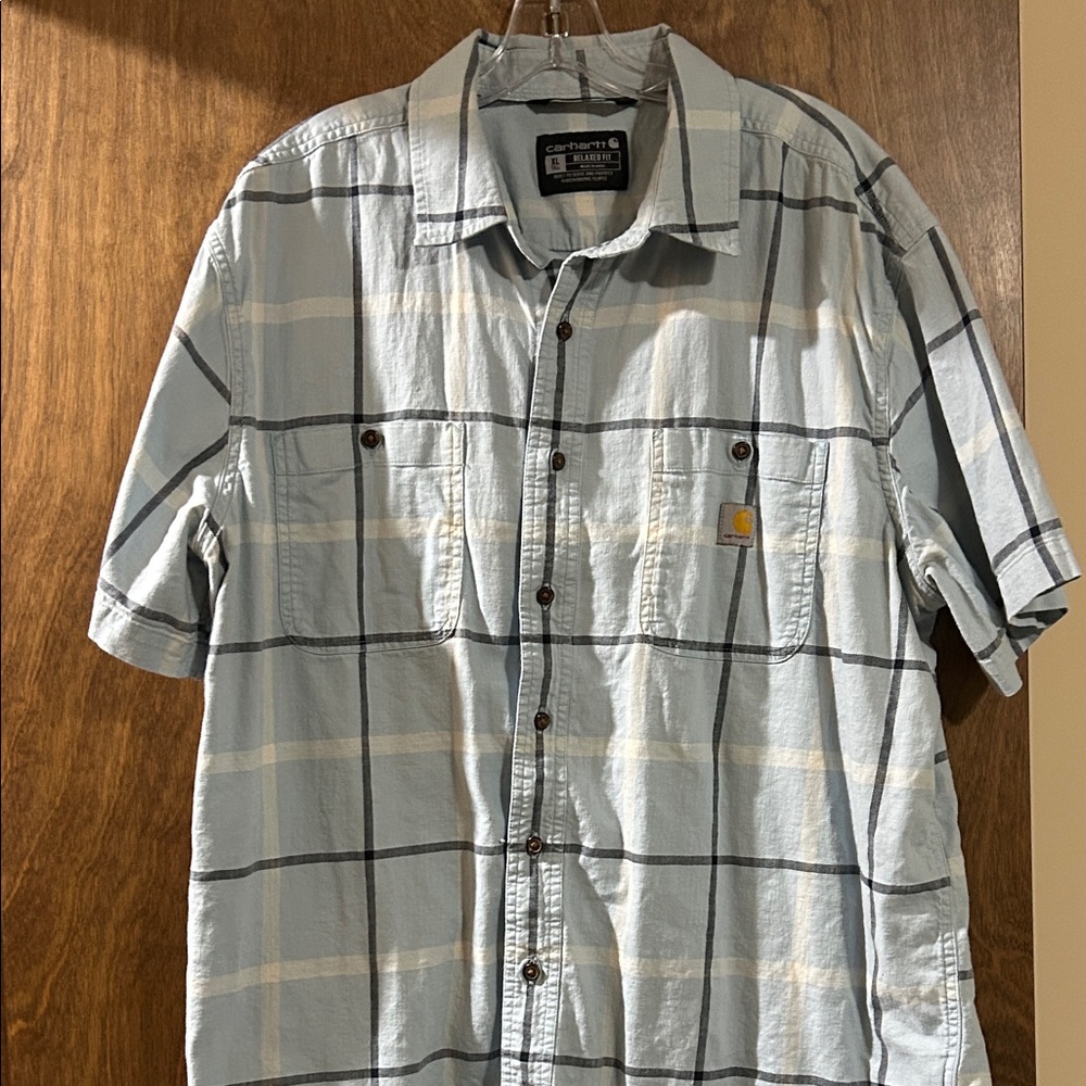 Carhartt Men's Light Blue Checkered Shirt